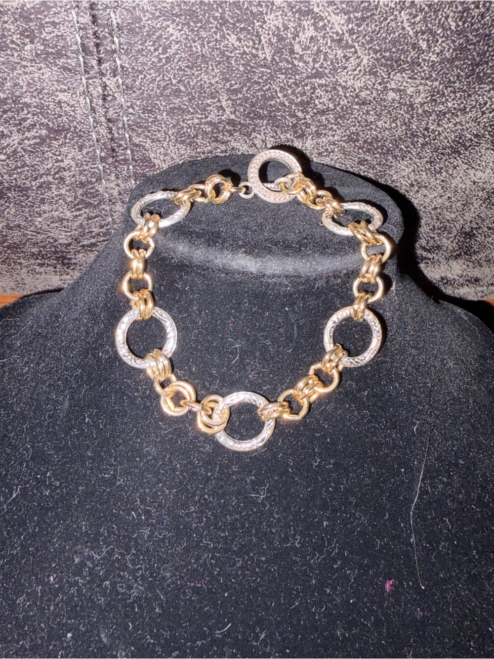 Gold and Silver Tone Circular Link Bracelet - Women's Fashion Jewelry